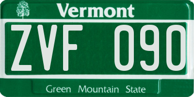 VT license plate ZVF090