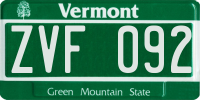 VT license plate ZVF092