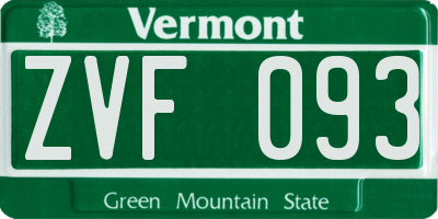 VT license plate ZVF093
