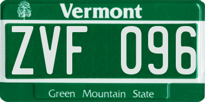 VT license plate ZVF096