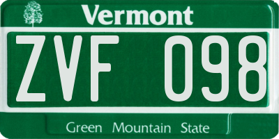 VT license plate ZVF098