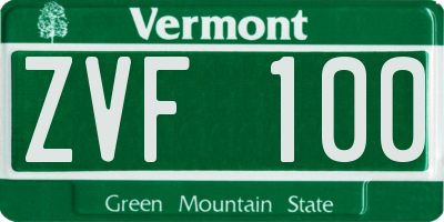 VT license plate ZVF100