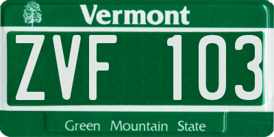 VT license plate ZVF103