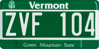 VT license plate ZVF104