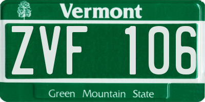 VT license plate ZVF106