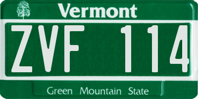 VT license plate ZVF114