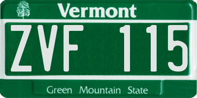 VT license plate ZVF115