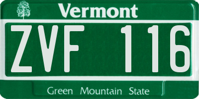 VT license plate ZVF116