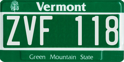 VT license plate ZVF118
