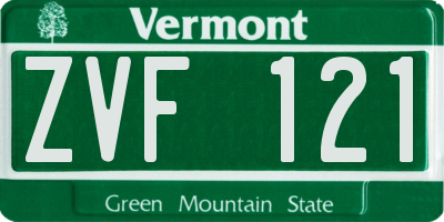 VT license plate ZVF121