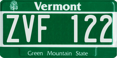 VT license plate ZVF122