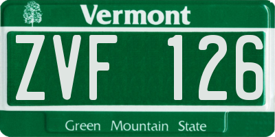 VT license plate ZVF126
