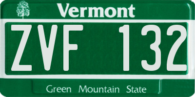 VT license plate ZVF132