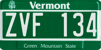 VT license plate ZVF134