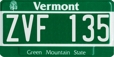 VT license plate ZVF135