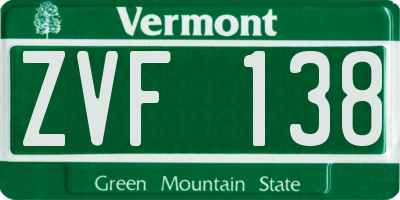 VT license plate ZVF138