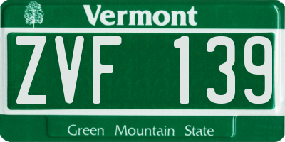 VT license plate ZVF139
