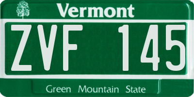 VT license plate ZVF145