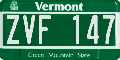 VT license plate ZVF147