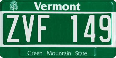 VT license plate ZVF149