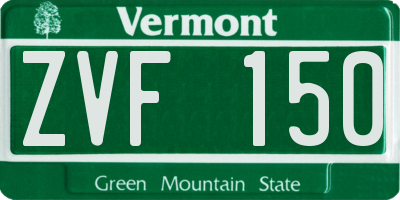 VT license plate ZVF150