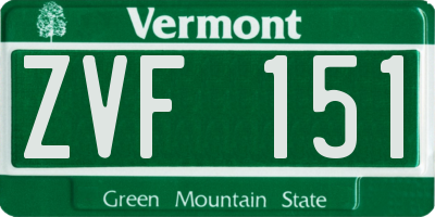 VT license plate ZVF151