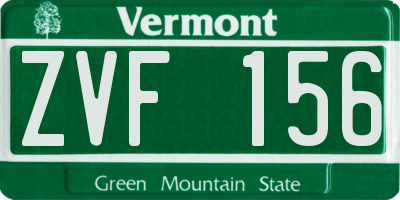 VT license plate ZVF156
