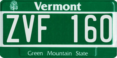 VT license plate ZVF160
