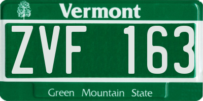 VT license plate ZVF163
