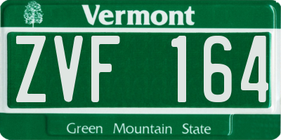VT license plate ZVF164