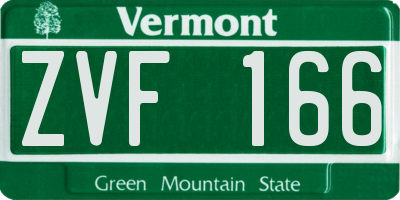 VT license plate ZVF166