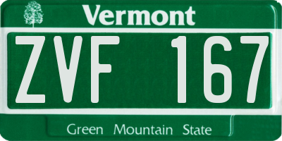 VT license plate ZVF167