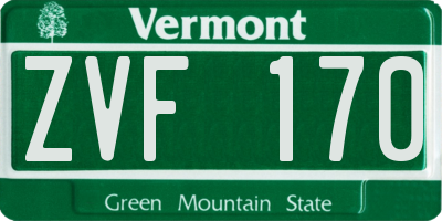 VT license plate ZVF170