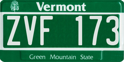 VT license plate ZVF173