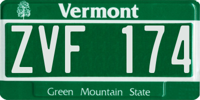 VT license plate ZVF174