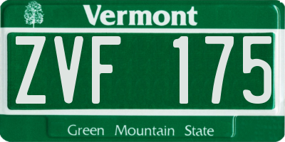 VT license plate ZVF175