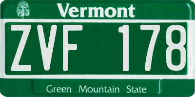 VT license plate ZVF178