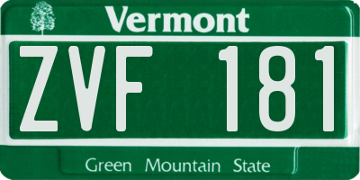 VT license plate ZVF181