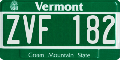 VT license plate ZVF182