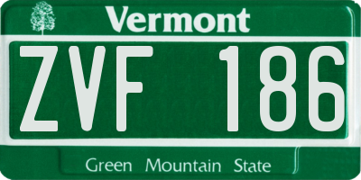 VT license plate ZVF186