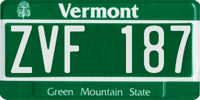 VT license plate ZVF187
