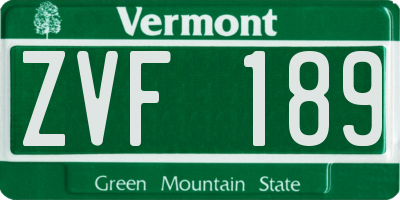 VT license plate ZVF189