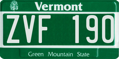 VT license plate ZVF190