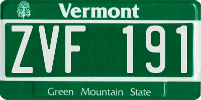 VT license plate ZVF191