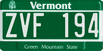VT license plate ZVF194