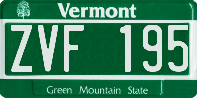 VT license plate ZVF195