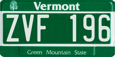 VT license plate ZVF196