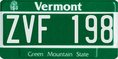 VT license plate ZVF198