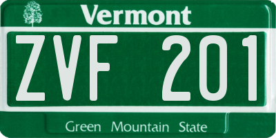 VT license plate ZVF201