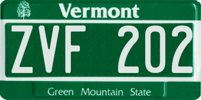 VT license plate ZVF202